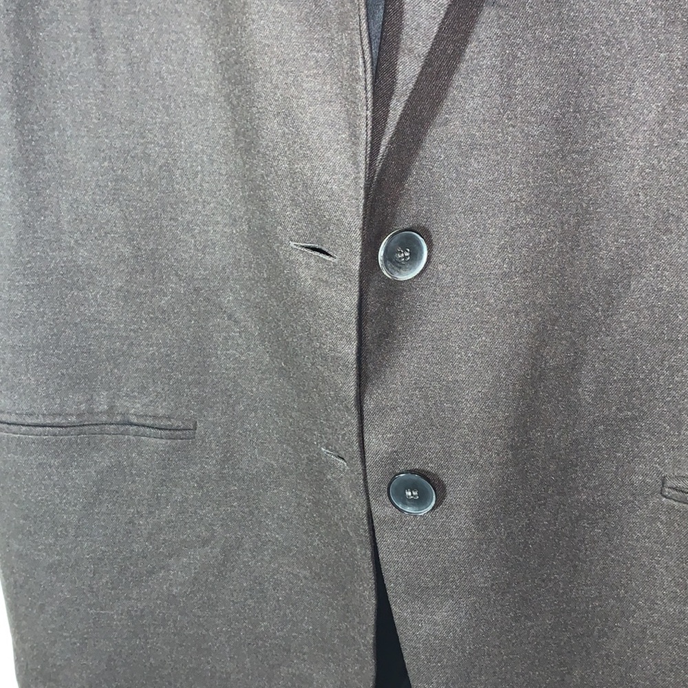 MNG brown oversized long 2 button Vest Sz M formal 90’s classic faux pockets NWT - Picture 10 of 17